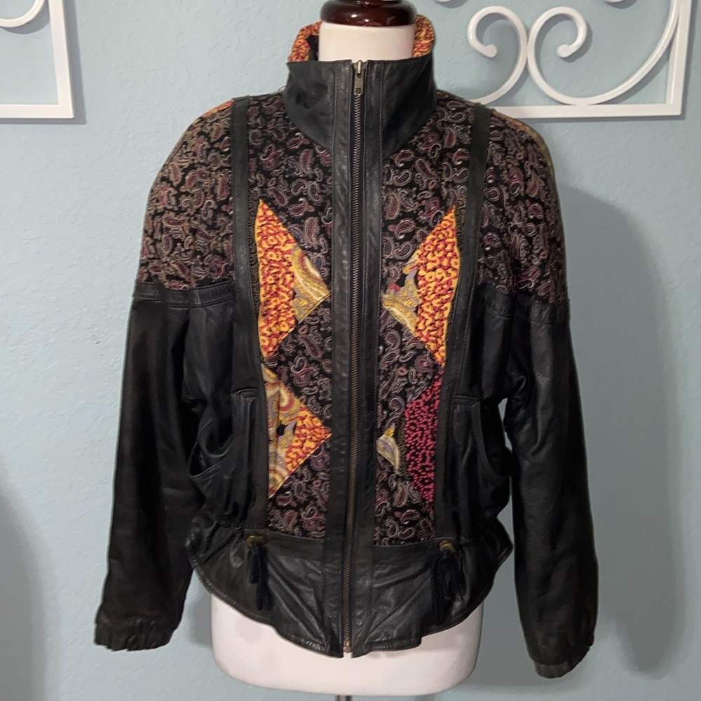 RARE HTF Vintage Euro Mond of California Leather fabric Jacket